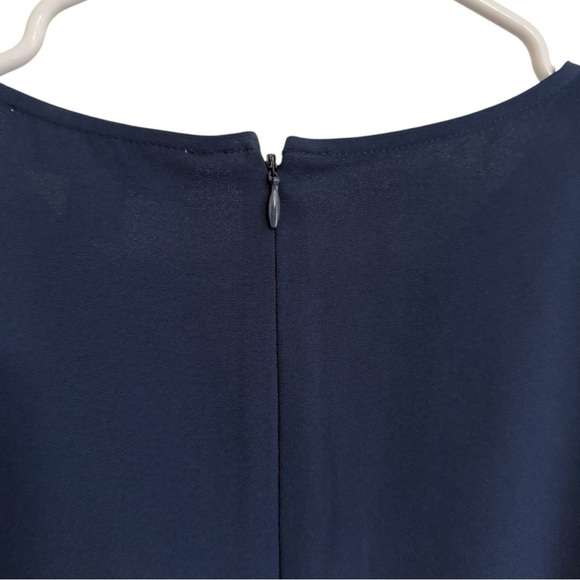 Michael Kors Womens Navy Blue Peplum Back Blouse Short Sleeve Size Large - Picture 4 of 4